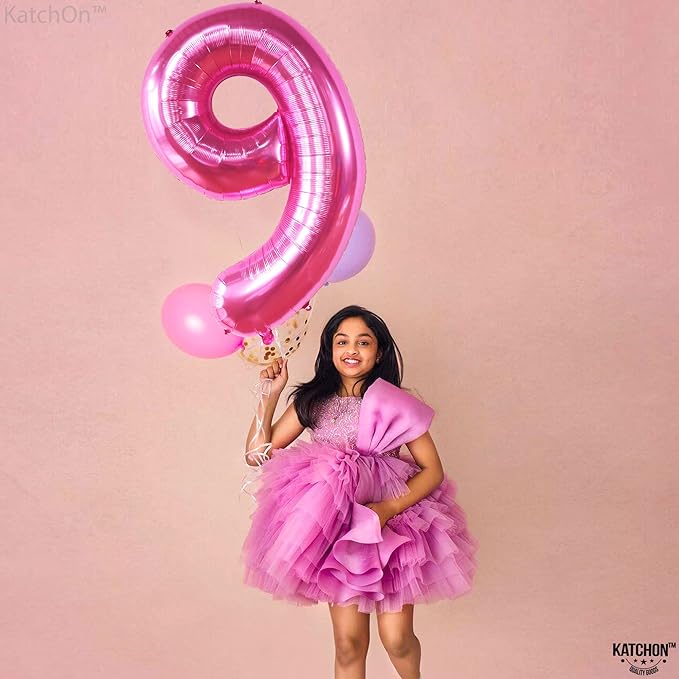 KatchOn, Giant Hot Pink Number 9 Balloon - 40 Inch | Foil 9 Birthday