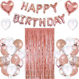 Rose Gold Birthday Party Decorations Set with Rose Gold Happy