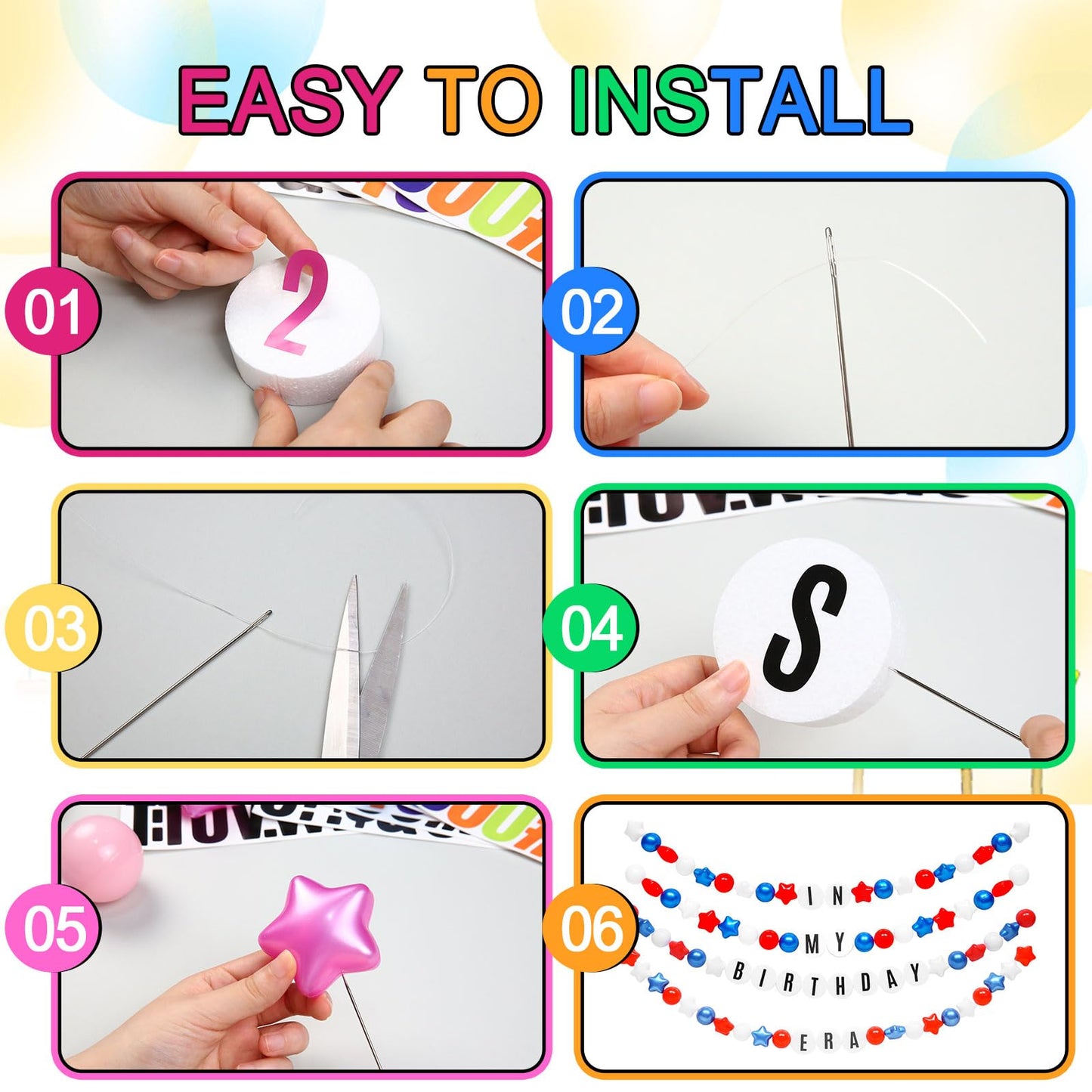 DIY Giant Friendship Bracelet Birthday Garland Kit with Letters Ball