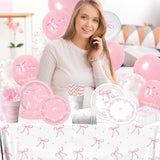 Pink Bow Baby Shower Decorations for Girl - Bow Party Tableware