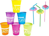 4E's Novelty 48 Packs Tropical Party Cups with Parasol Straws