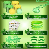 168Pcs St Patrick's Day Party Favor Set Include Green Beads Shamrock