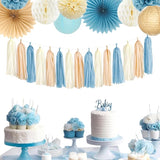 Dusty-Blue Baby-Shower Party-Decorations Tassel-Garland - 15pcs