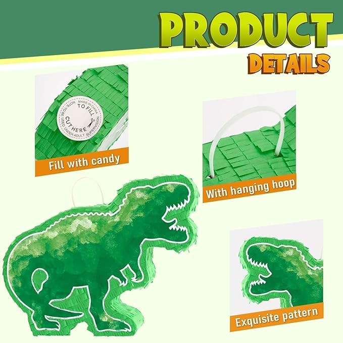 WERNNSAI Dinosaur Piñata - Watercolor Green Dinosaur Piñata Birthday