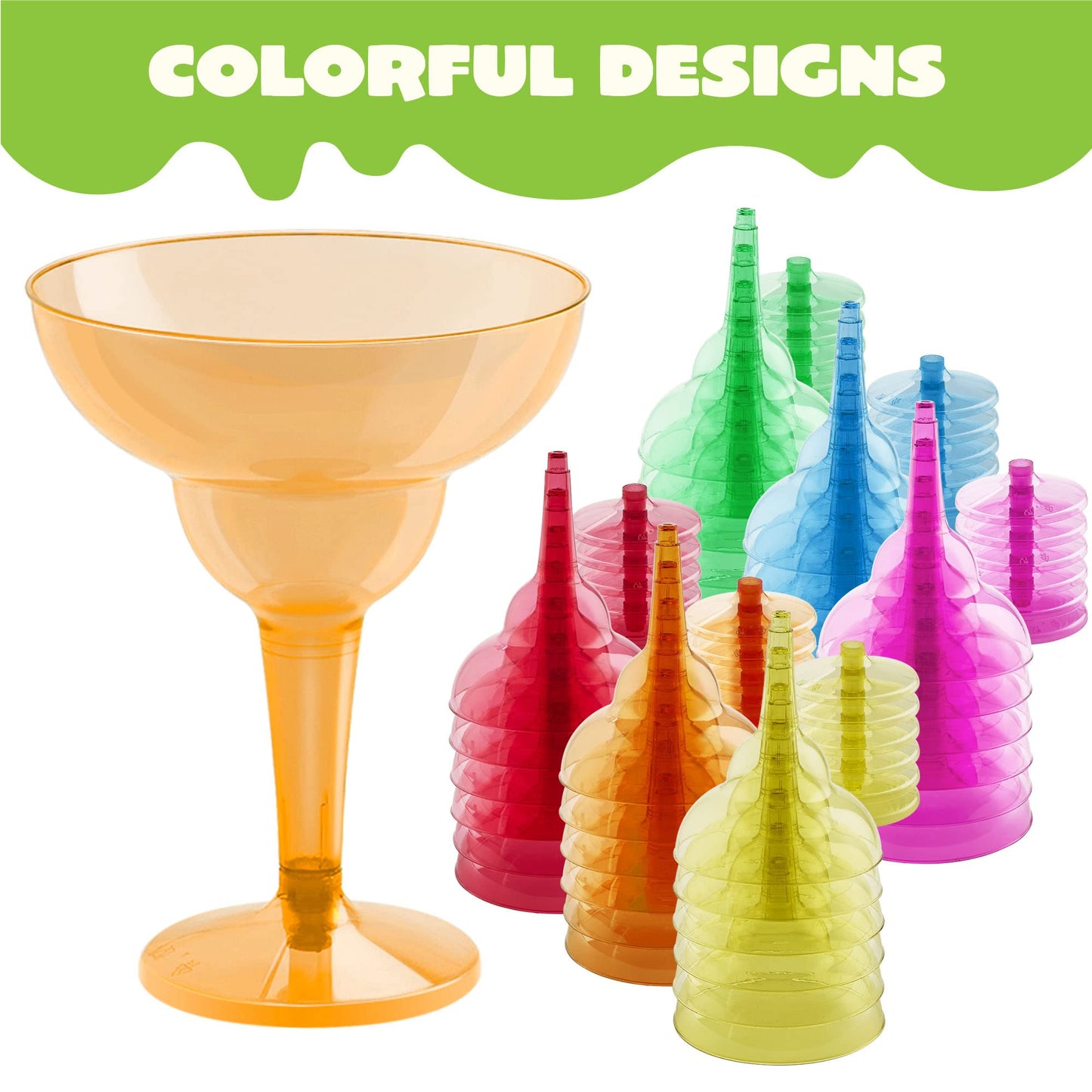 JOYIN 36 Packs Plastic Margarita Glasses Cups 12 oz Disposable Cinco