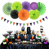 Black Purple Orange Green Halloween Party Decorations 20pcs Paper
