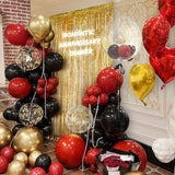 157Pcs Red Black Gold Balloons Garland Arch Kit with Glitter Fringe