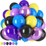 HILAVO Purple Blue Yellow Black Balloons 60 Pcs Metallic Purple Royal
