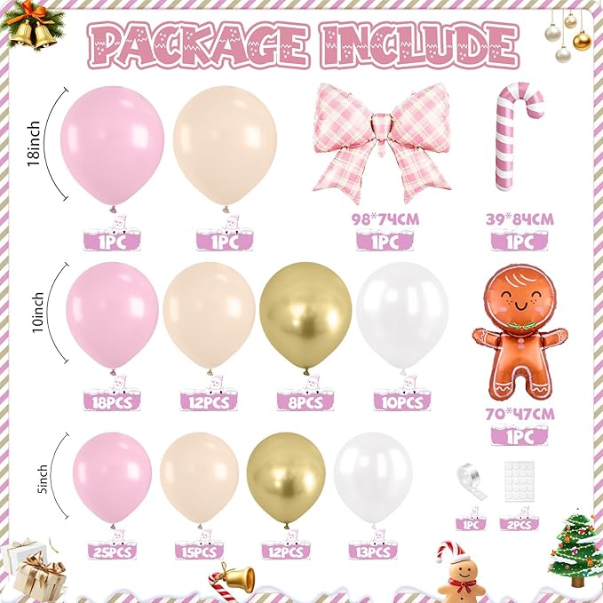 Christmas Balloon Arch Kit 120 PC Pink and Gold Balloon Arch