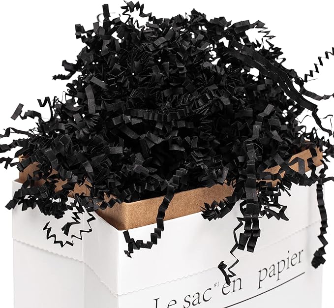 Mefleet 2 LB Crinkle Cut Paper Shred Filler Black Crinkle Shredded
