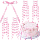 YGDZ Pink Bows for Cake, 30PCS Pink Bow Cake Topper, Ribbon Bowknot