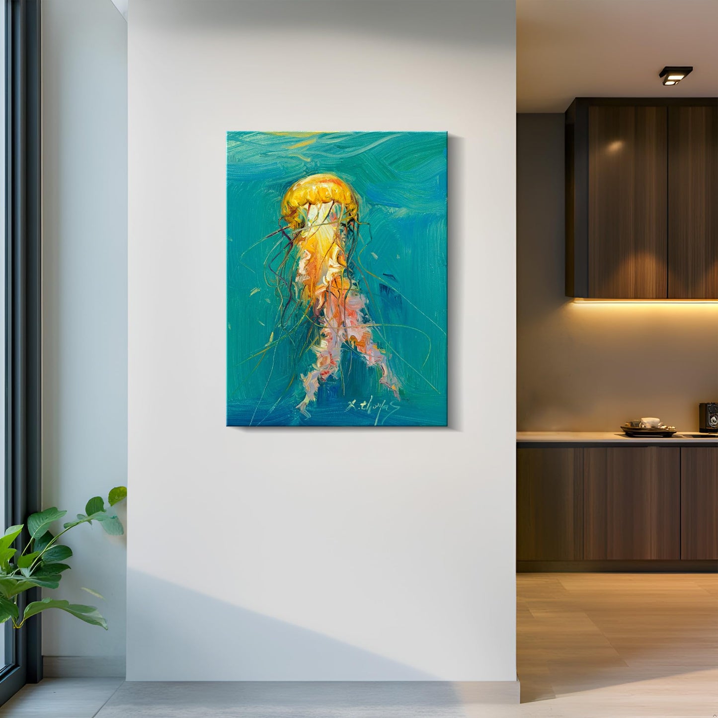 JZLDZS Large Coastal Wall Art Jellyfish Canvas Painting Print