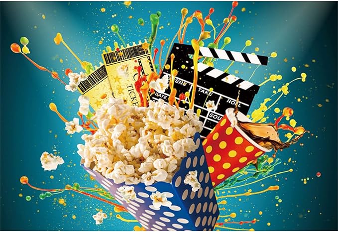 10x5ft Movie Night Party Backdrop for Photo Tickets Popcorn Movie
