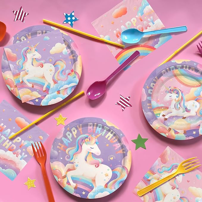 Unicorn Party Supplies Set for 16 Unicorn Birthday Decorations with