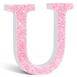 Qunclay Pink Crystal Diamond Letter Wall Decor, Glitter Wooden Bling