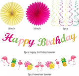 Hawaiian Luau Birthday Party Decorations Supplies 21pcs Happy Banner