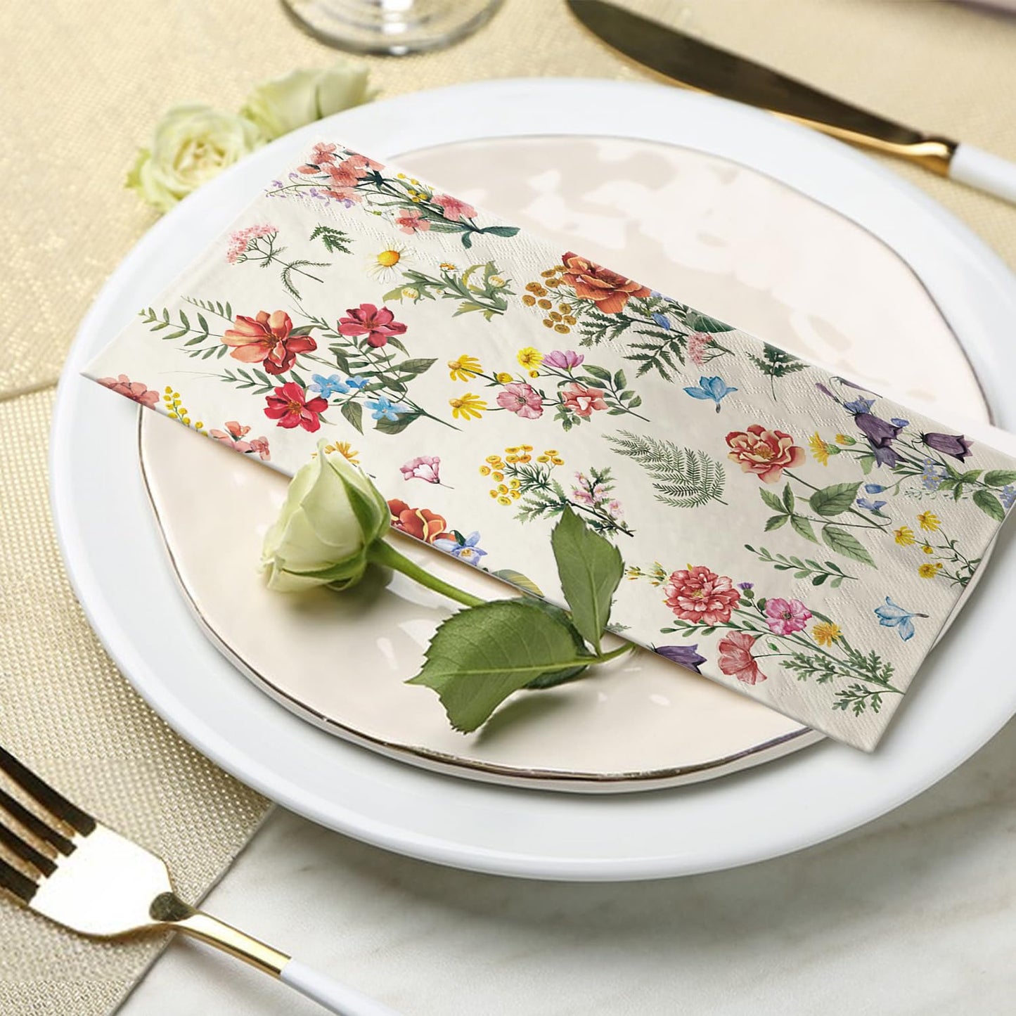 100 Flower Napkins Watercolor Floral Vintage Wild Flower Disposable