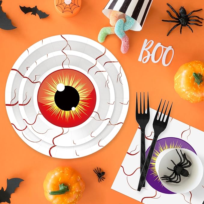 100 Pcs Spooky Halloween Eyeball Party Supplies Set Serves 25 Scary