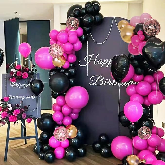 Red Black Gold Balloon Garland Arch Kit 156 Hot Pink Black Gold