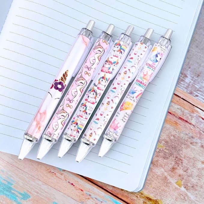 8PC Unicorn Pens Cute Cool Fun Rainbow Glitter Sparkle Animal Pen