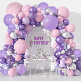 Purple Balloons Garland Arch Kit,131pcs Pink Purple Confetti Balloons