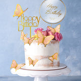 LANGPA 22-Pieces Butterfly Cake Decorations With Happy Birthday Orange