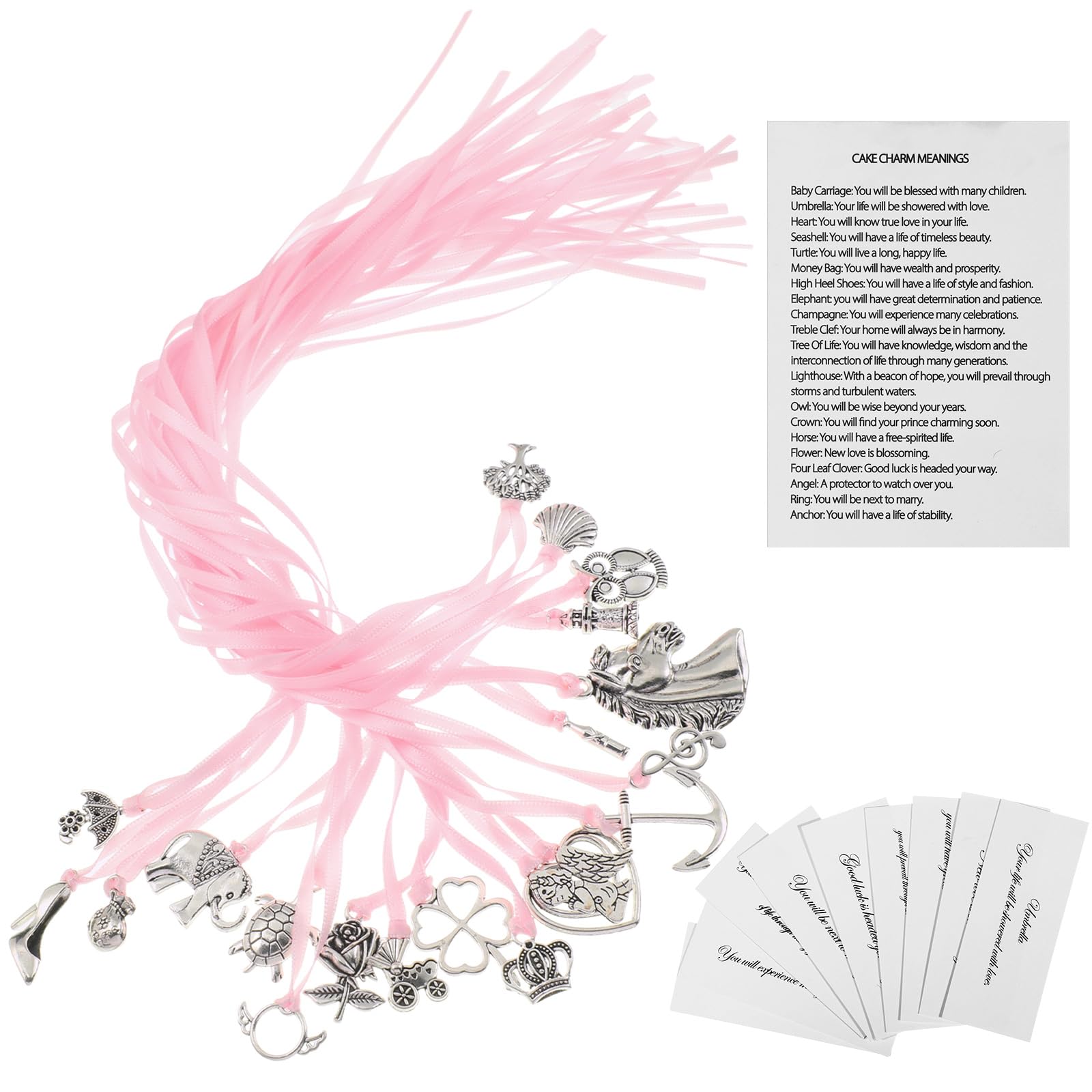 Solsew 20 Pcs Coquette Cake Pulls on Ribbon Decorations Tradition Pink