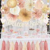 Champagne Gold Boho Baby Shower Party Decoration Welcome Baby Banner