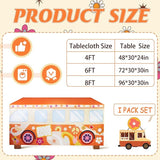4Ft Groovy Bus Tablecloth,Hippie Birthday Party Decorations for 60s