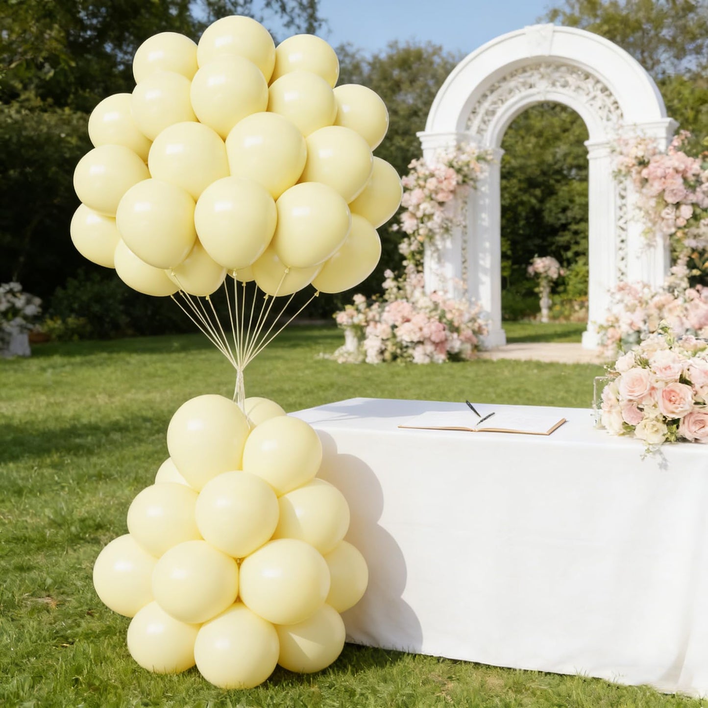 Light Yellow Balloons, 50pcs 12 Inches Pastel Yellow Latex Balloons