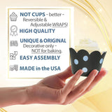 Cupcake Wrappers - Black Dot Wedding, Something Blue Bridal, She Said