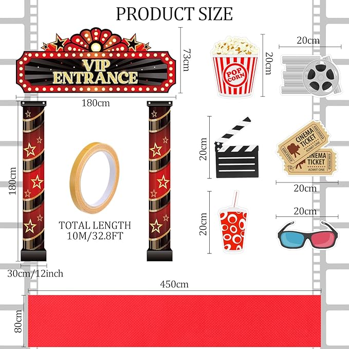 10 Pcs Movie Night VIP Porch Sign Banner Welcome Porch Sign Banner