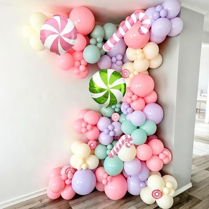 Christmas Balloon Garland Arch Kit Pastel Pink Purple Green Balloons