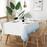 QIKSION 6 Pack White and Blue Dot Plastic Tablecloth, Waterproof