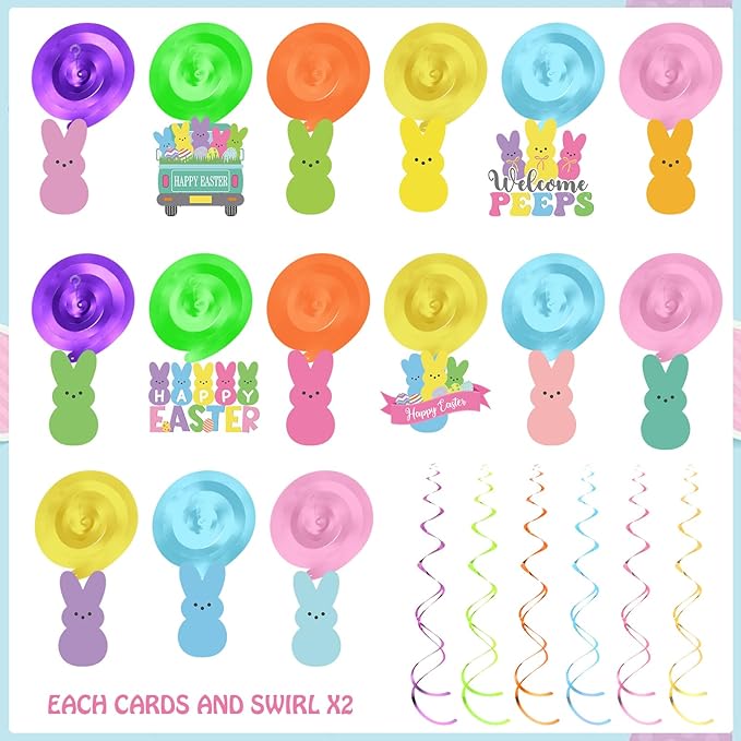36 Pcs Easter Bunny Hanging Swirls Easter Party Decorations Happy