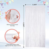 2Pack White Metallic Tinsel Foil Fringe Curtains, White Streamer