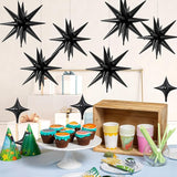 18 Pcs Black Star Balloons, Black Balloon with 6 Pcs 22-Inch