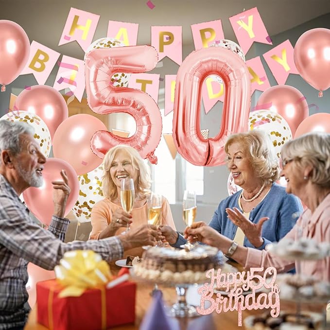 50th Happy Birthday Party Decoration Rose Gold Birthday Decorations