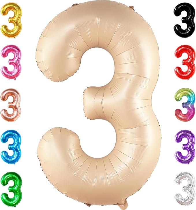 KatchOn, Giant, Number 3 Balloon Caramel - 40 Inch | Number Three