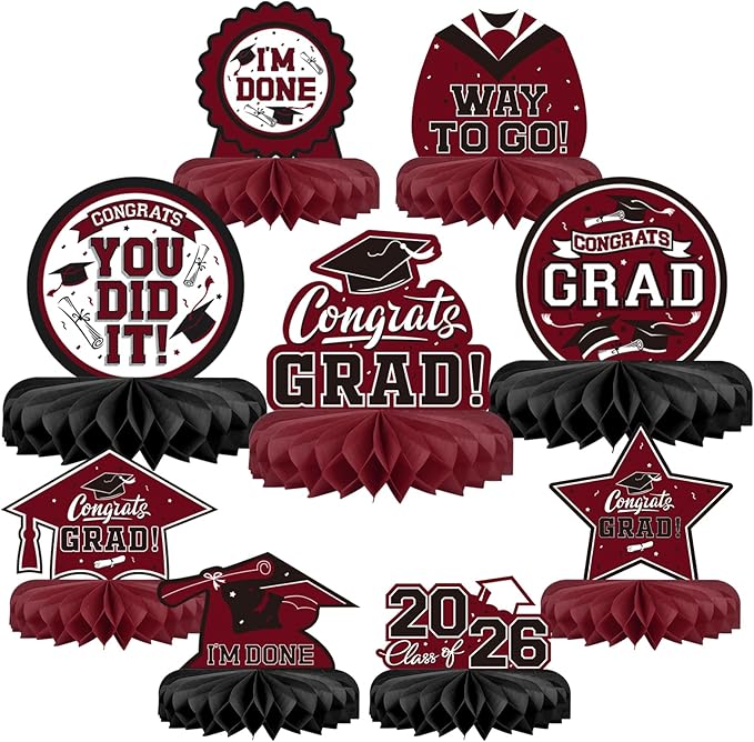 9PCS Graduation Party Decorations Class of 2026 Congrats Grad Table #6
