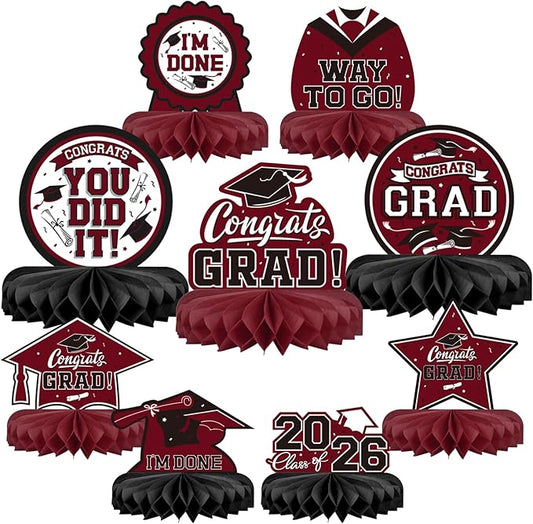 9PCS Graduation Party Decorations Class of 2026 Congrats Grad Table #6
