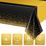 1Pcs Black and Gold Tablecloth Party Decorations,Plastic Black Table