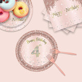 24 Sets 4th Rose Gold Birthday Party Decrations for Girls 4 Birthday