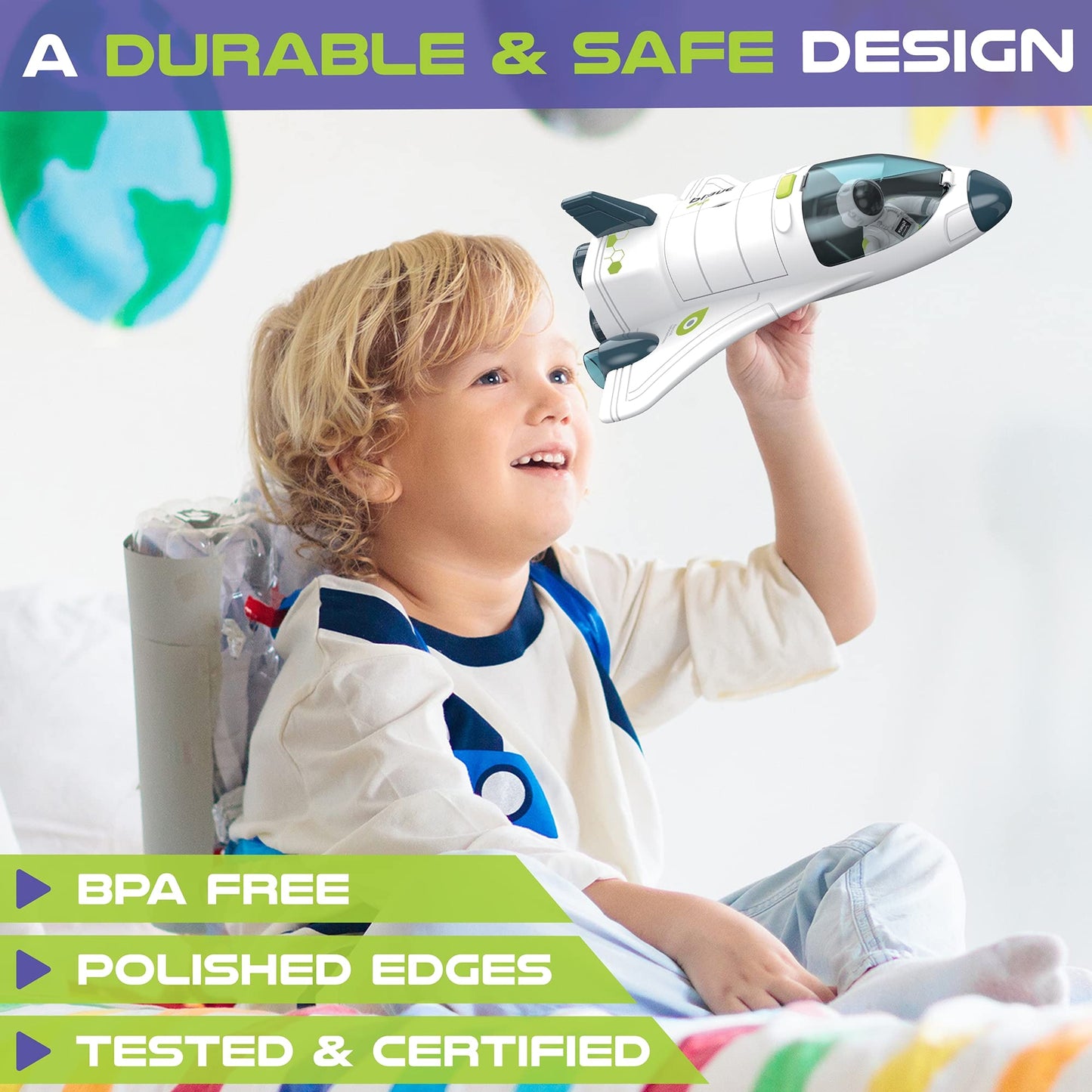 BLOONSY Space Shuttle Toy | Rocket Ship with Astronaut | Space Toys