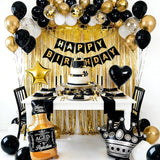 Black and Gold Party Decorations for Men with Happy Bithday Banner,