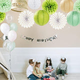 Olive Sage Green Boho Party Decorations Streamers Lanterns 14pcs