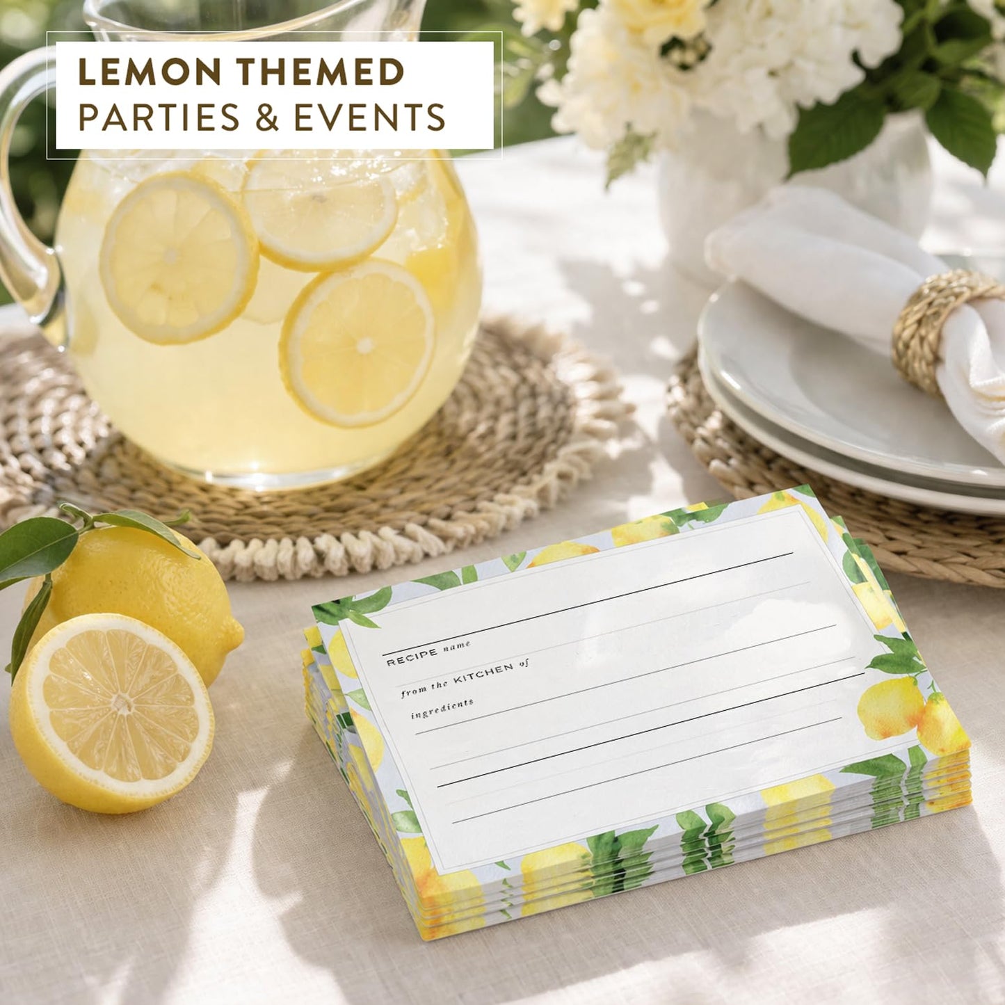 Dashleigh Lemon Recipe Cards 4x6 Double Sided, 50 Bright Citrus
