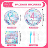 96Pcs 4th Mermaid Birthday Party Decorations Castle Mermaid 4th