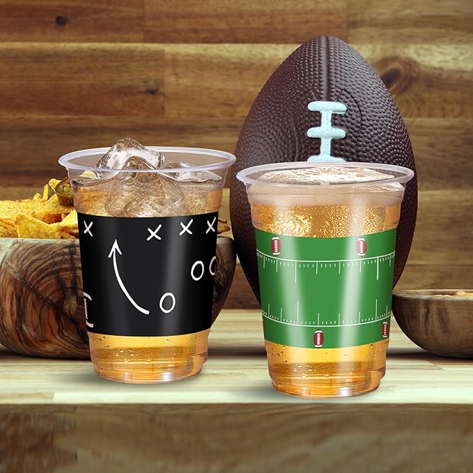 60 Pcs Football Party Cups in Bulk 16 Oz Disposable Plastic Football
