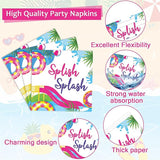 96Pcs Pink Splish Splash Plates and Napkins Summer Pool Birthday